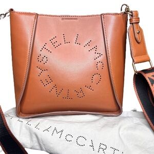Stella McCartney Eco Alter Nappa Perforated Logo Crossbody Cinnamon Brown Bag